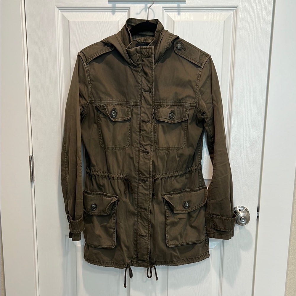 TALULAH Green Utility Jacket with Epaulettes and Cinched Waist
